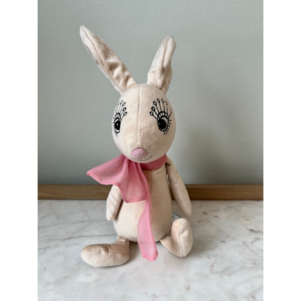Retired Jellycat Brigitte Bunny Rabbit Gauzy Pink Bow Plastic/Embroidered Eyes